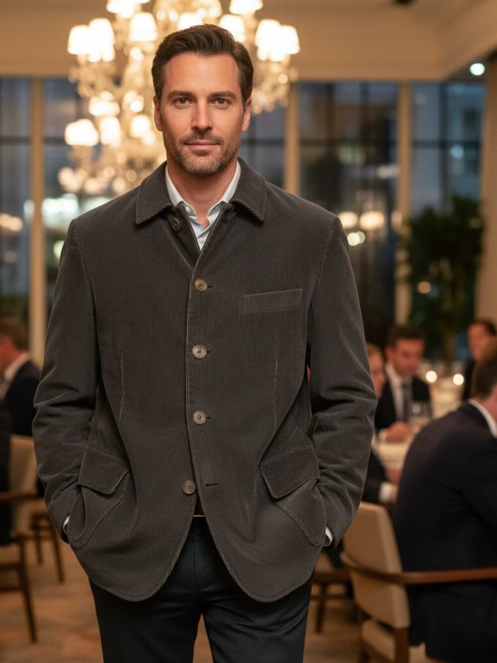 Giorgio Armani Le Collezioni Corduroy Jacket Gray Made In Italy 42